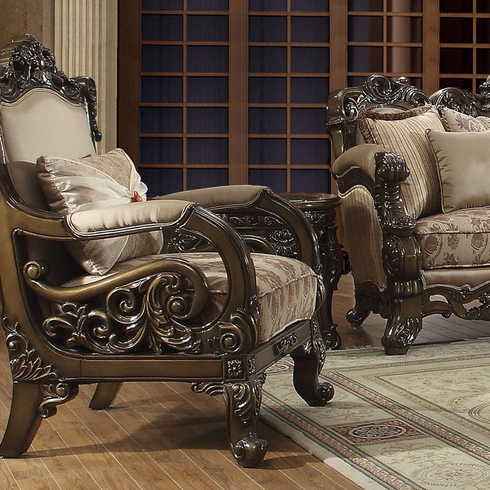 Homey Design Gold & Brown Sofa Set HD-2658 – 3PC
