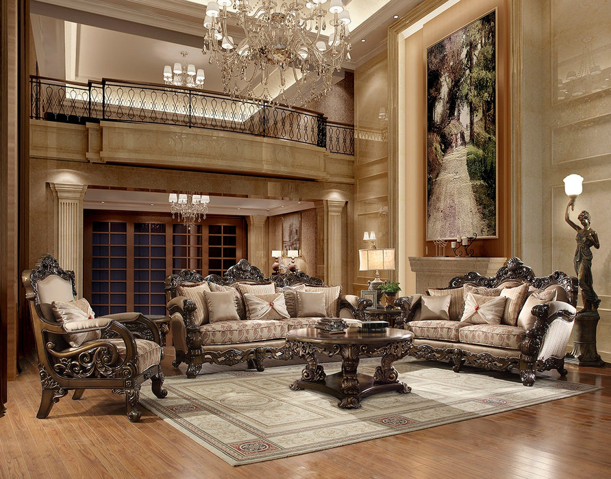 Homey Design Gold & Brown Sofa Set HD-2658 – 3PC
