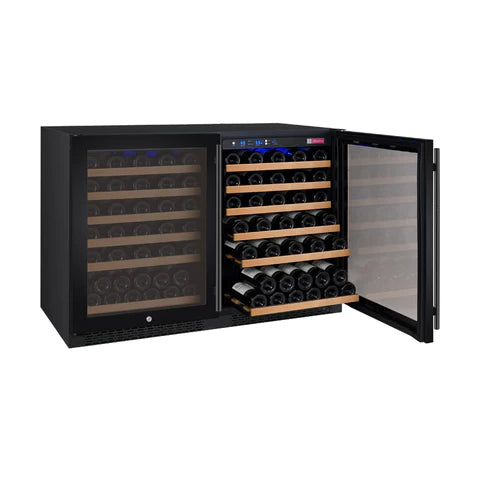 Allavino 47" Wide FlexCount II Tru-Vino 112 Bottle Dual Zone Black Side-by-Side Wine Refrigerator