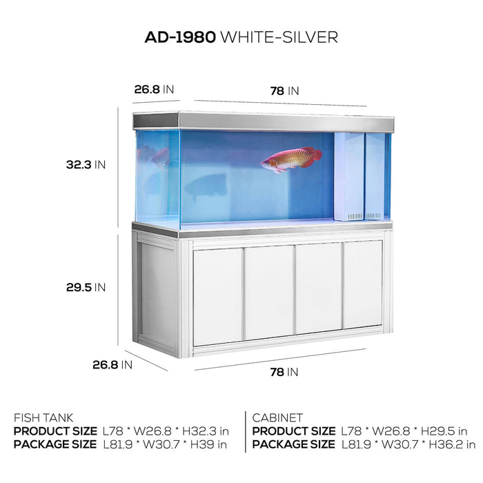 Aqua Dream 260 Gallon Aquarium White and Silver AD-1980-WS