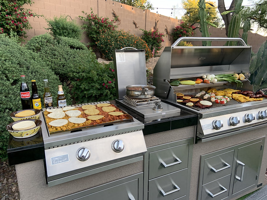 Kokomo Grills Teppanyaki Griddle Built In BBQ Grill with Side Burner Storage Drawers 7 6