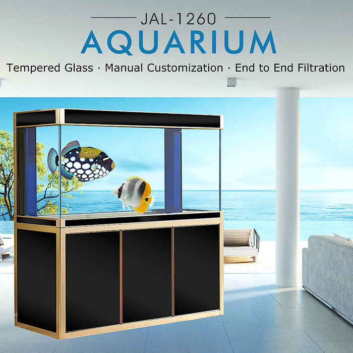 Aqua Dream 135 Gallon Tempered Glass Aquarium Black With Gold  AD-1260-BK