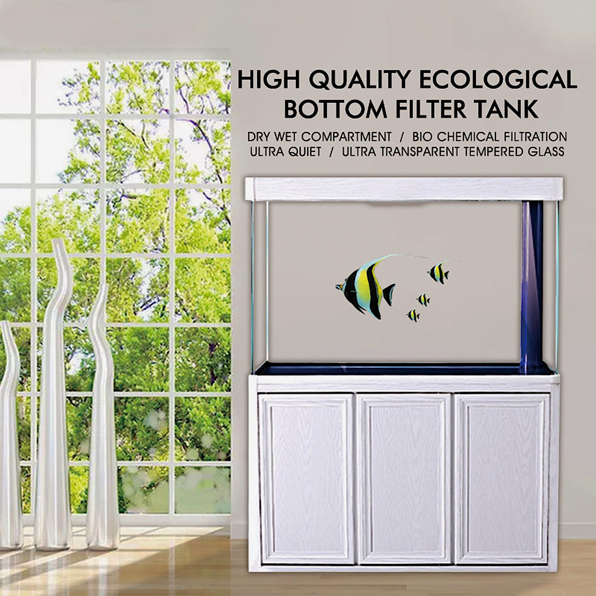 Aqua Dream 175 Gallon Tempered Glass Aquarium White Oak AD-1560-WO