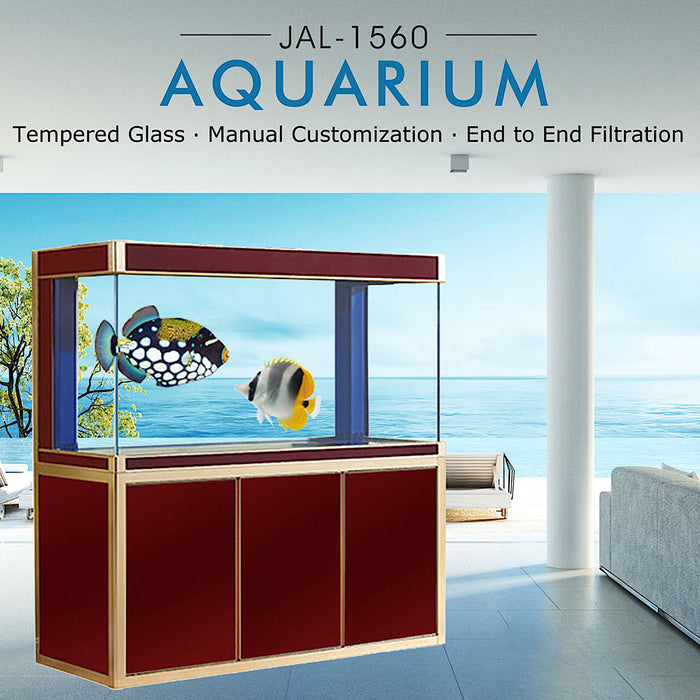 Aqua Dream 175 Gallon Tempered Glass Aquarium Red and Gold AD-1560-RD