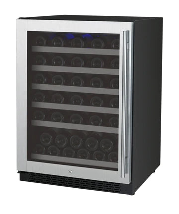 Allavino 24" Wide FlexCount II Tru-Vino 56 Bottle Single Zone Stainless Steel Left Hinge Wine Refrigerator