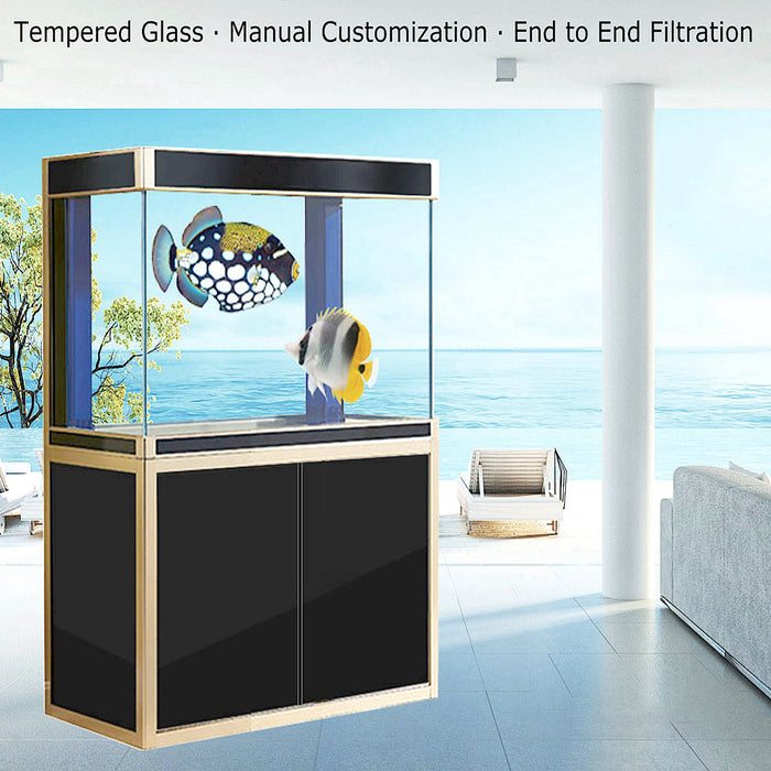 Aqua Dream 100 Gallon Tempered Glass Aquarium Black and Gold AD-1060-BK