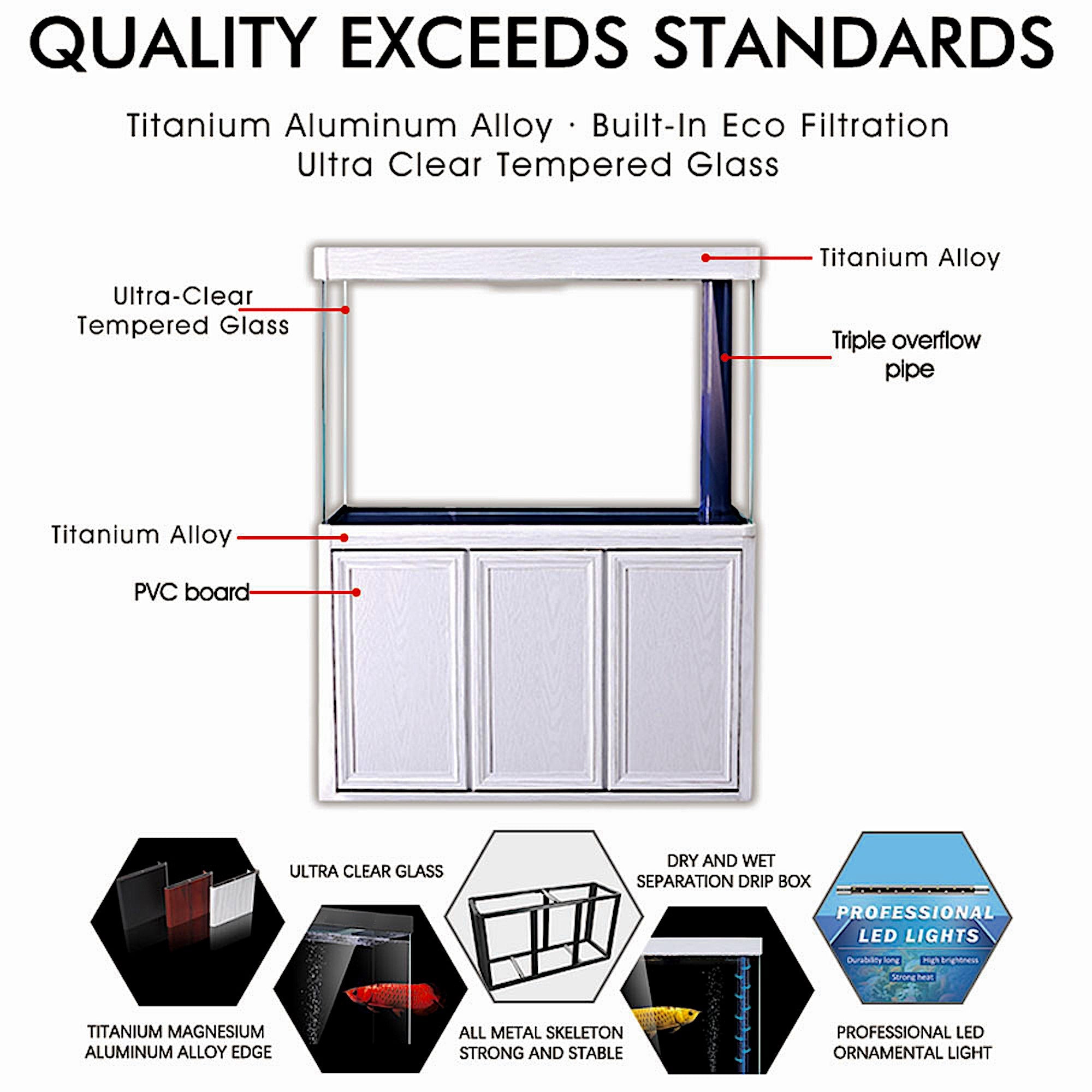 Aqua Dream 175 Gallon Tempered Glass Aquarium White Oak AD-1560-WO