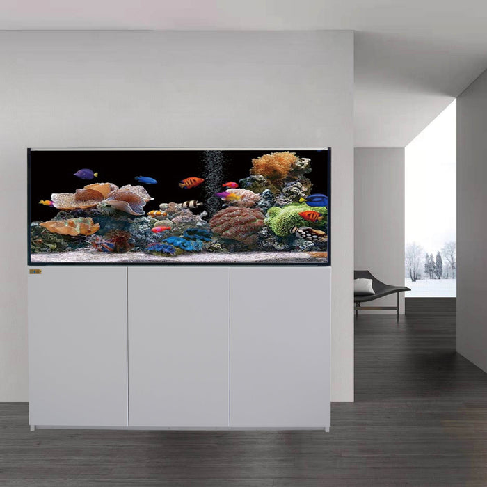 Aqua Dream 185 Gallon Coral Reef Aquarium Tank with Ultra Clear Glass and Built in Sump All White REEF-1500-WT