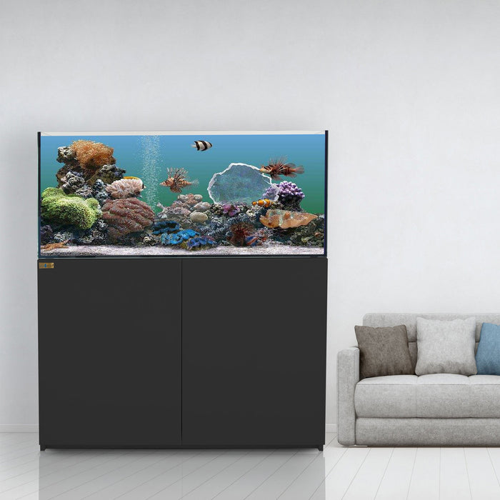 Aqua Dream 130 Gallon Coral Reef Aquarium Tank with Ultra Clear Glass and Built in Sump All Black REEF-1200-BK