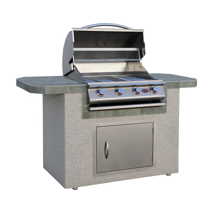 Cal Flame 6 ft. Stucco and Tile Grill Island with 4 Burner GAS Grill