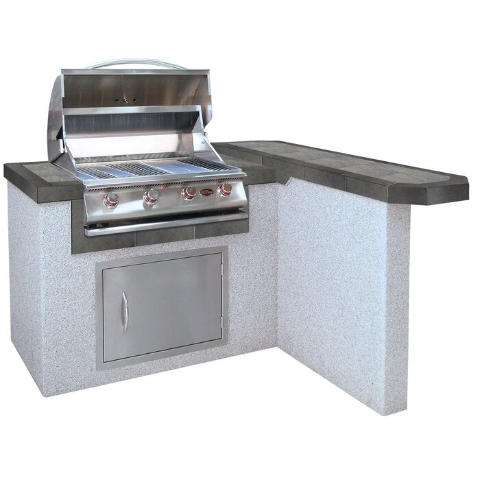 Cal Flame 4-Burner 4 ft. Stucco Grill Island with Propane GAS Grill Island in Stainless Steel