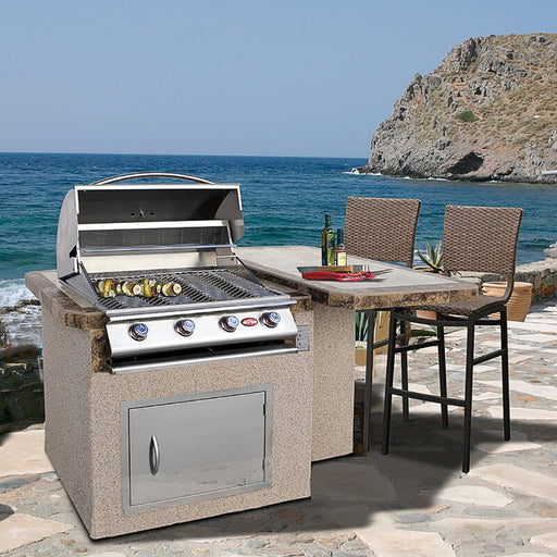 Cal Flame 4-burner, 6 ft. Stucco with Tile Top Propane GAS Grill Island in Stainless Steel