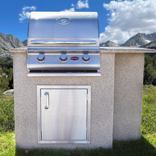 Cal Flame 76 in. Stucco and Granite 3-Burner Propane Gas Grill Island in Stainless Steel LBK622G