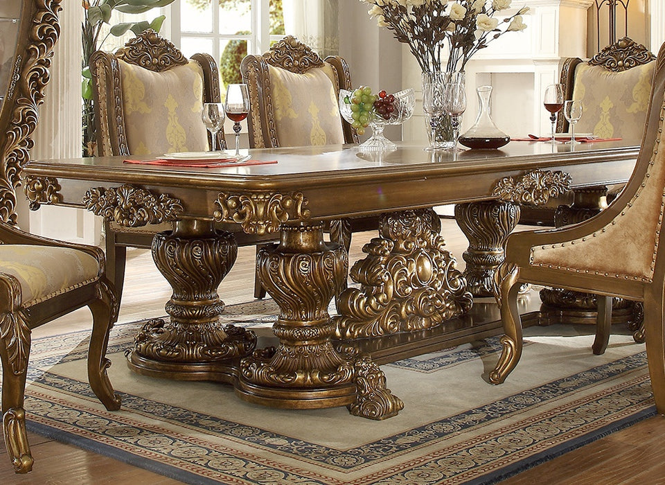 Homey Design Dining Table Set Gold & Brown HD-8011 – 7PC