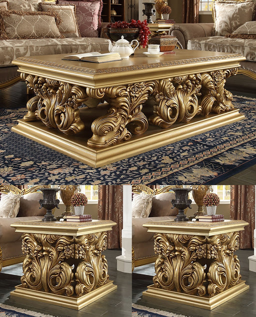 Homey Design Bright Gold Coffee Table Set HD-8016 – 3PC