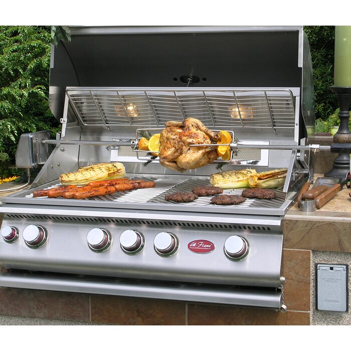 Cal Flame 4-burner, 2-Piece Propane GAS Grill Island and Side Bar in Stainless Steel