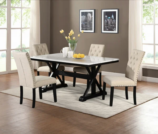 BQF Dining Set, Dining Table w/ Faux Marble Top D115D5