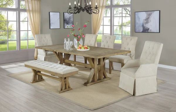 Best Quality Furniture Classic Tufted Beige Dining Set D93D9