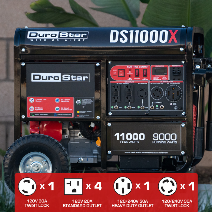 DuroMax 11,000 Watt Gasoline Portable Generator w/ CO Alert DS11000X