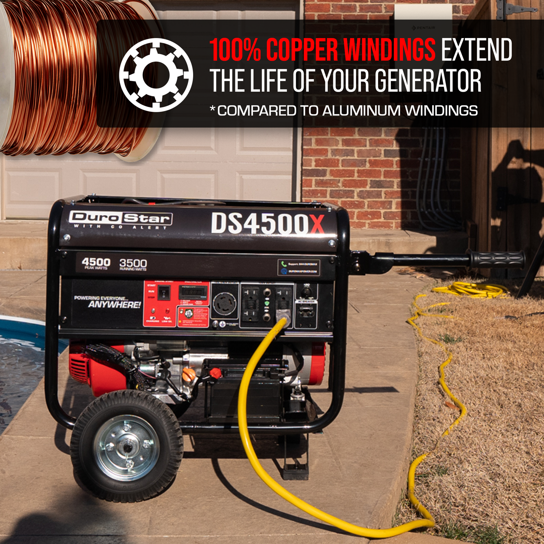 DuroStar 4,500 Watt Gasoline Portable Generator w/ CO Alert DS4500X