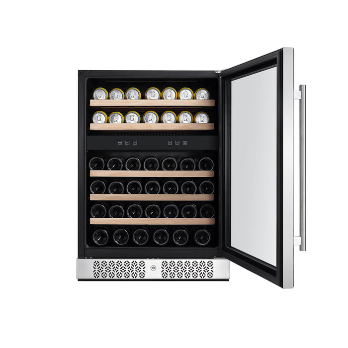 Empava 23.4-in W 46-Bottle Capacity Stainless Steel Dual Zone Cooling Built-in /freestanding Wine Cooler | EMPV-WC04D