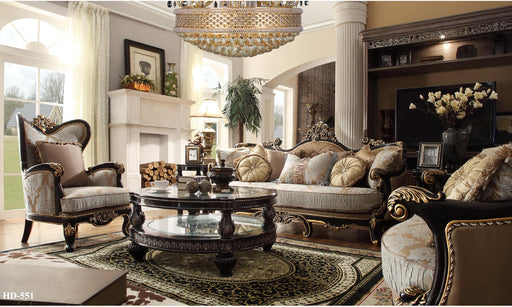 Homey Design Black Enamel & Gold Sofa Set HD-551 – 3PC