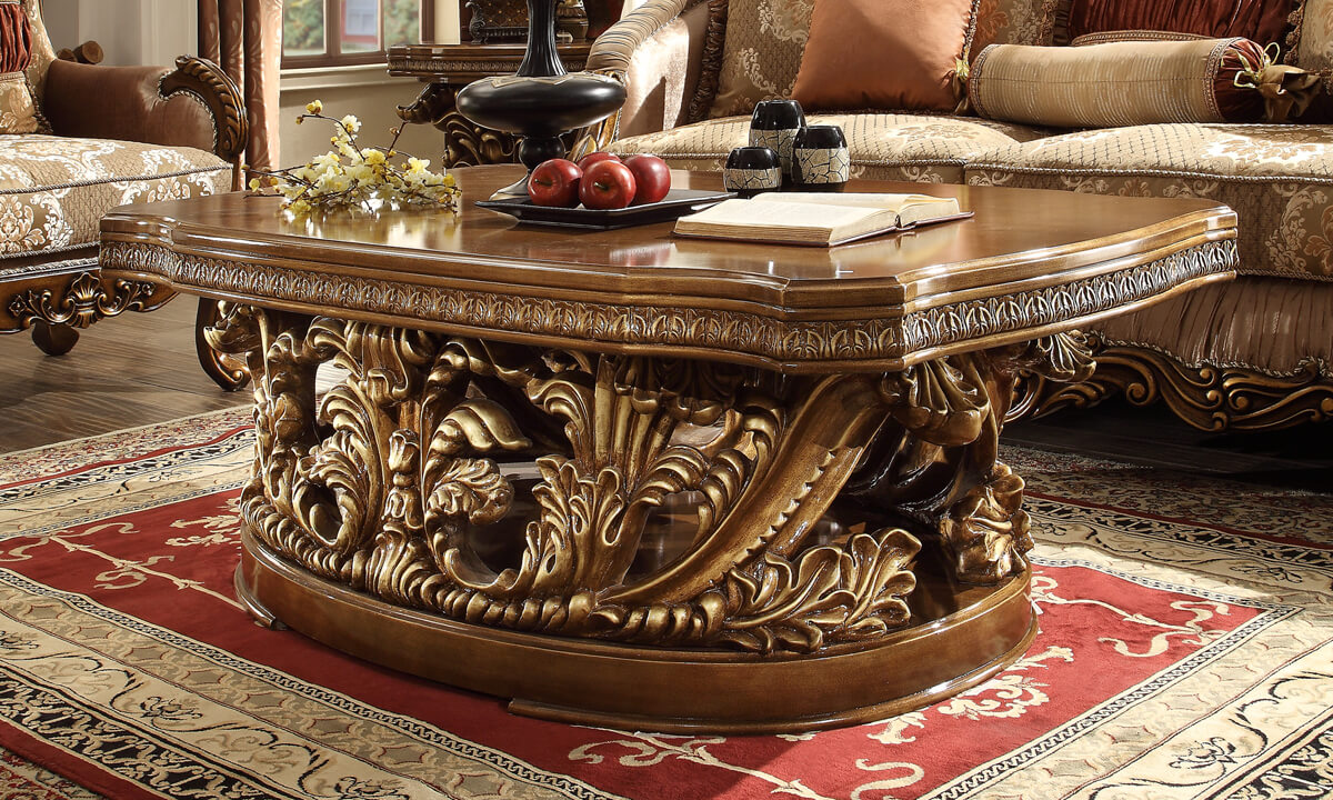 Homey Design Gold & Brown Coffee Table Set HD-8018 – 3PC