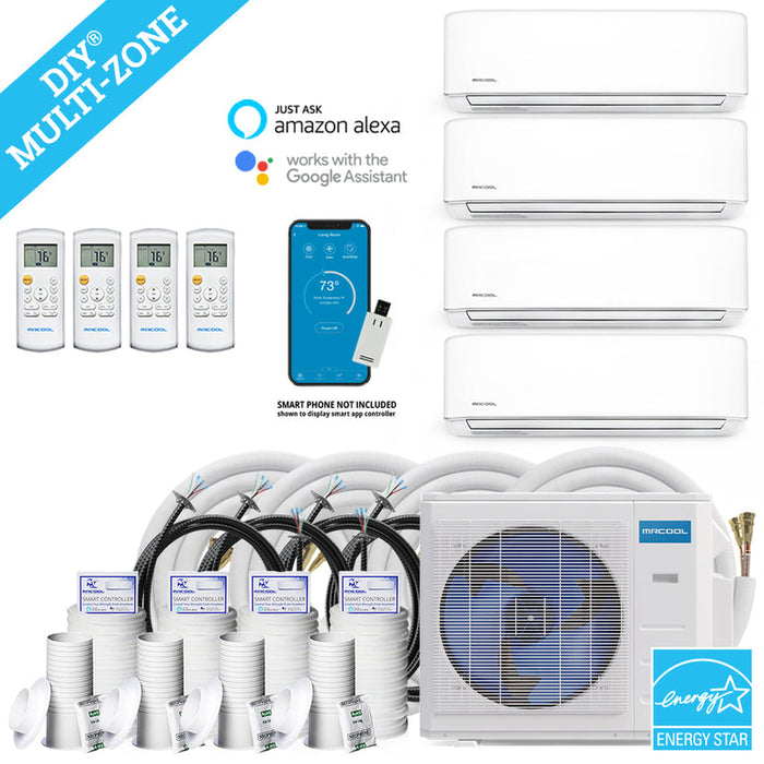 MRCOOL DIY Mini Split - 36,000 BTU 4 Zone Ductless Air Conditioner and Heat Pump with 25 ft. Install Kit| Wall Mount |DIYM436HPW00C84