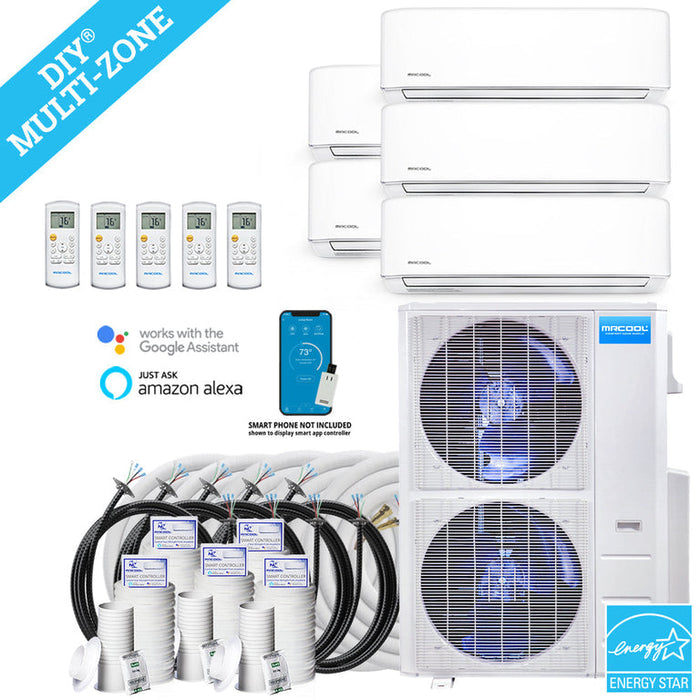 MRCOOL DIY Mini Split - 48,000 BTU 5 Zone Ductless Air Conditioner and Heat Pump with Install Kit| Wall Mount |DIYM548HPW01C00