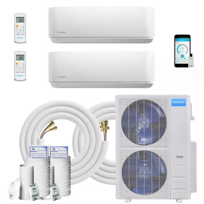 MRCOOL DIY Mini Split - 48,000 BTU 2 Zone Ductless Air Conditioner and Heat Pump with 16ft Install Kit, DIYM248HPW03C00