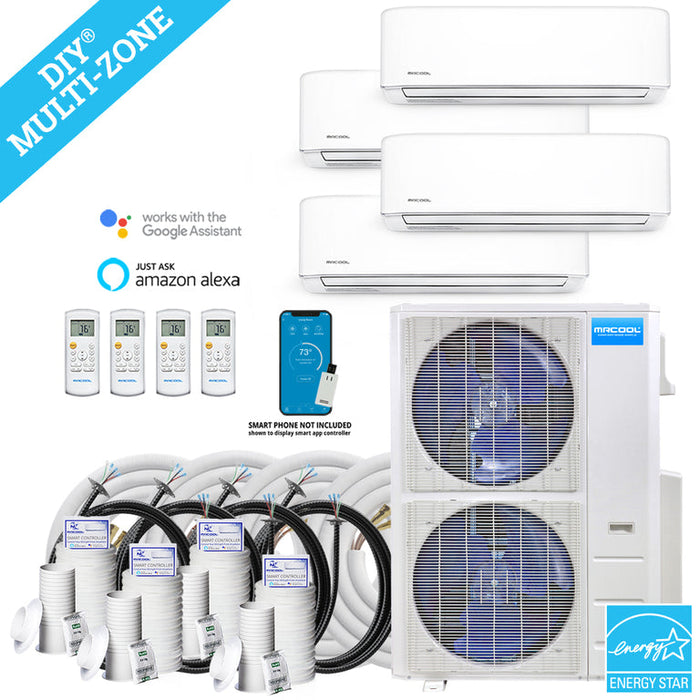 MRCOOL DIY Mini Split - 54,000 BTU 4 Zone Ductless Air Conditioner and Heat Pump with Install Kit| Wall Mount| DIYM448HPW09C00