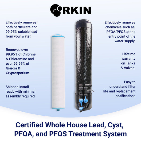 Rkin OP1L Certified Whole House Lead, Cyst, PFOA, and PFOS Water Filter System