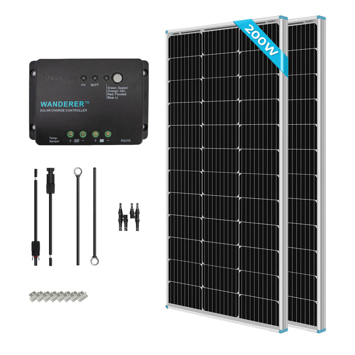 Renogy 200 Watt 12 Volt Solar Starter Kit RNG-KIT-STARTER200D-WND30-US