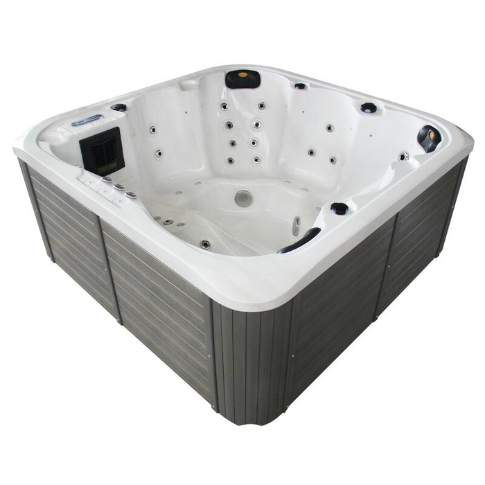 Jet Acrylic Square Hot Tub with Ozonator in Gray