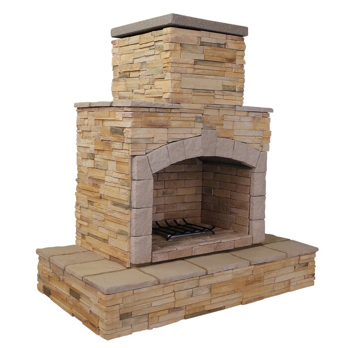 Cal Flame Steel Propane/Natural Gas Outdoor Fireplace