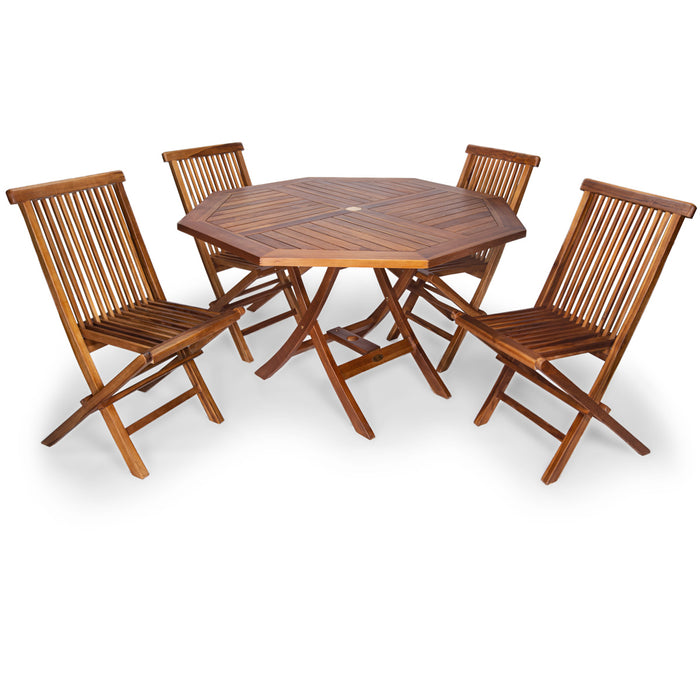 All Things Cedar 5-Piece Wood Octagon Folding Table Set Red TT5POR