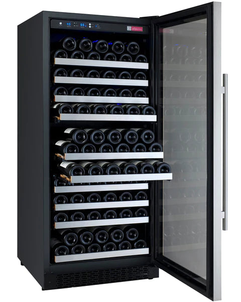Allavino 24" Wide FlexCount II Tru-Vino 128 Bottle Single Zone Stainless Steel Right Hinge Wine Refrigerator