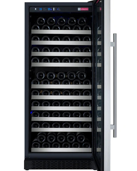 Allavino 24" Wide FlexCount II Tru-Vino 128 Bottle Single Zone Stainless Steel Right Hinge Wine Refrigerator