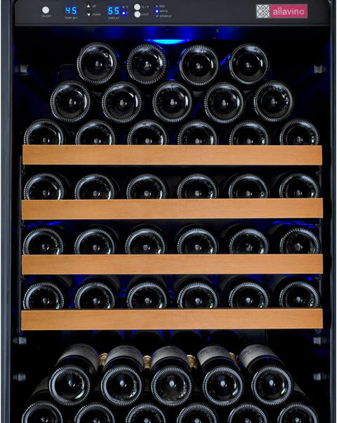 Allavino 24" Wide FlexCount II Tru-Vino 177 Bottle Single Zone Black Left Hinge Wine Refrigerator