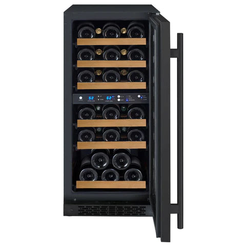 Allavino 15" Wide FlexCount II Tru-Vino Technology 30 Bottle Dual Zone Black Wine Refrigerator