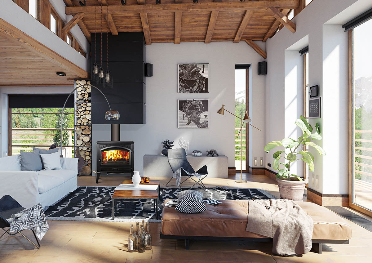 Sierra Flame Lynwood-Wood Stove with Cast Iron Door W-76