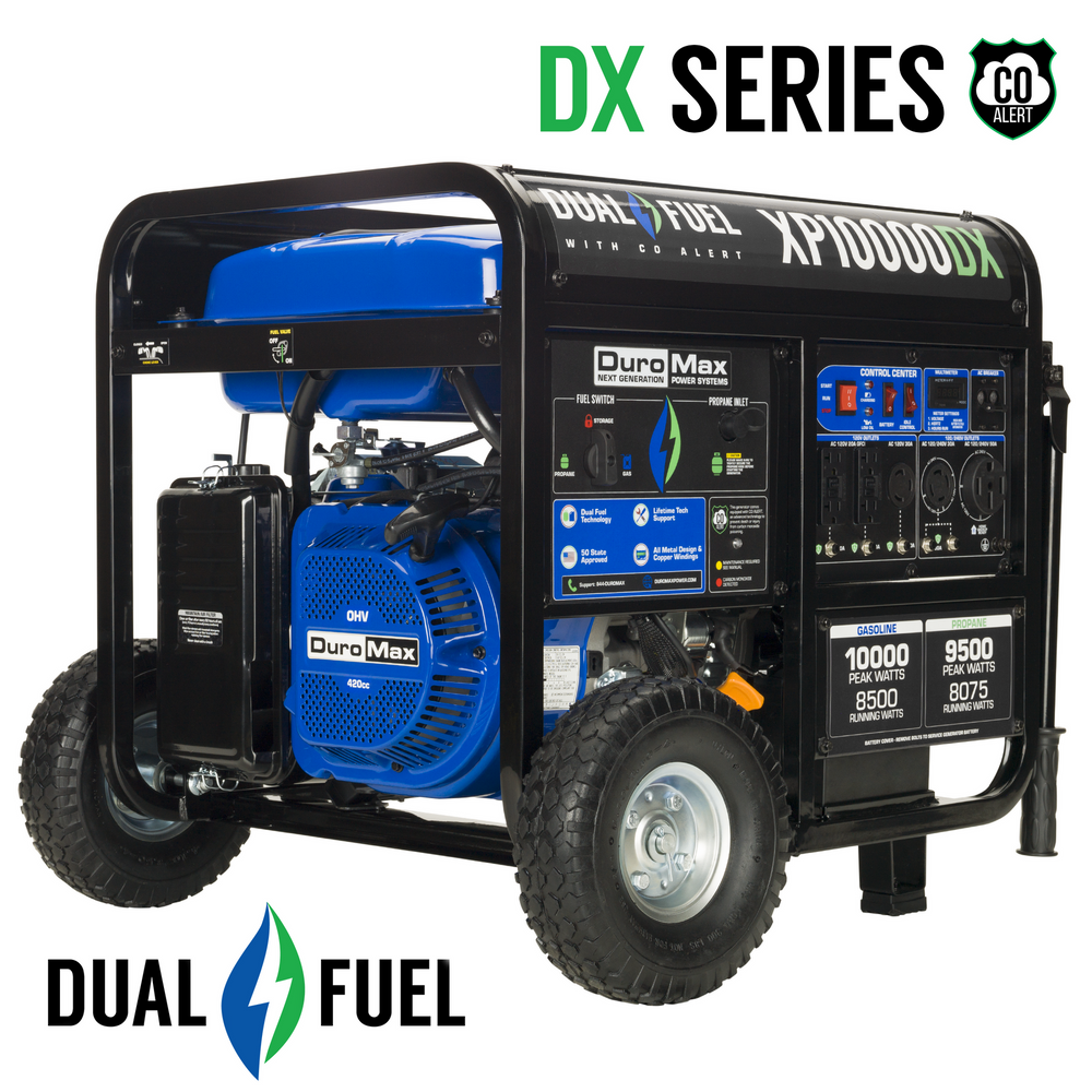 DuroMax 10,000 Watt Dual Fuel Portable Generator w/ CO Alert XP10000DX