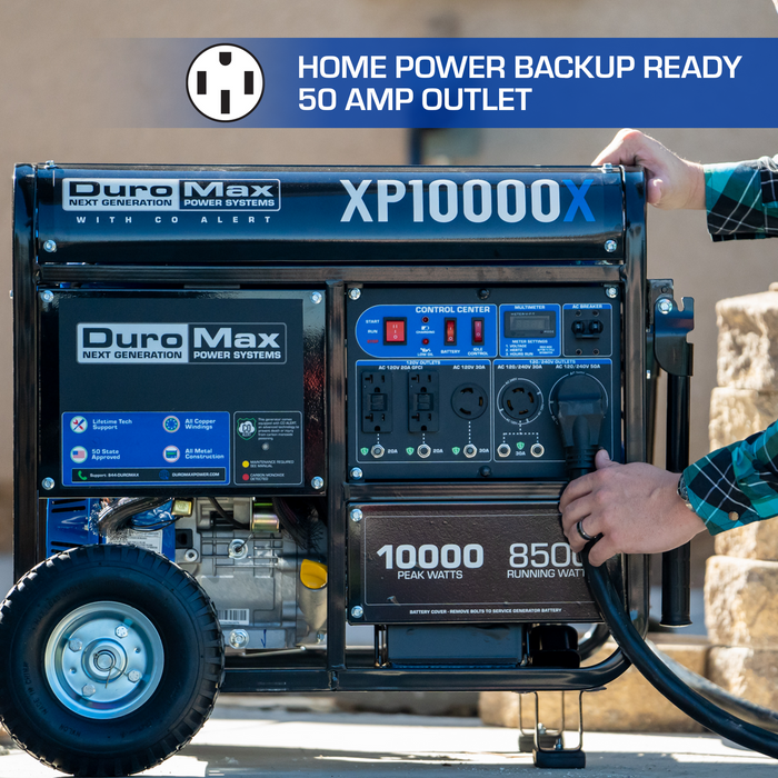 DuroMax 10,000 Watt Gasoline Portable Generator w/ CO Alert XP10000X