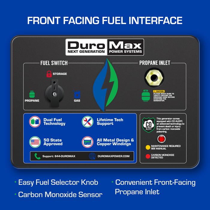 DuroMax 12,000 Watt Dual Fuel Portable Generator w/ CO Alert XP12000DX