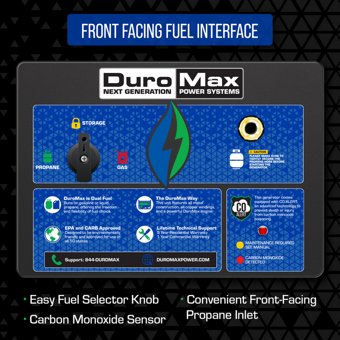 DuroMax 12,000 Watt Dual Fuel Portable HX Generator w/ CO Alert  XP12000HX