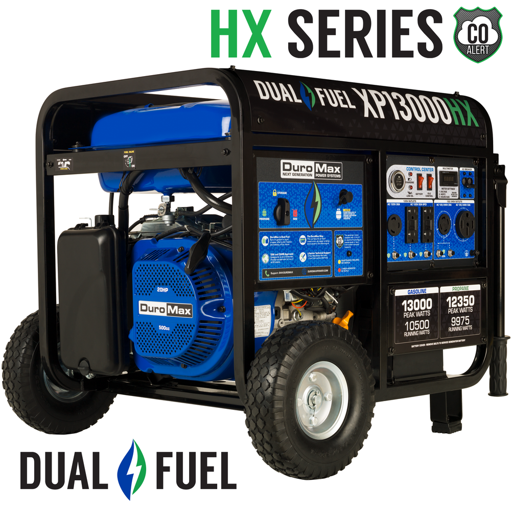 DuroMax 13,000 Watt Dual Fuel Portable HX Generator w/ CO Alert XP13000HX