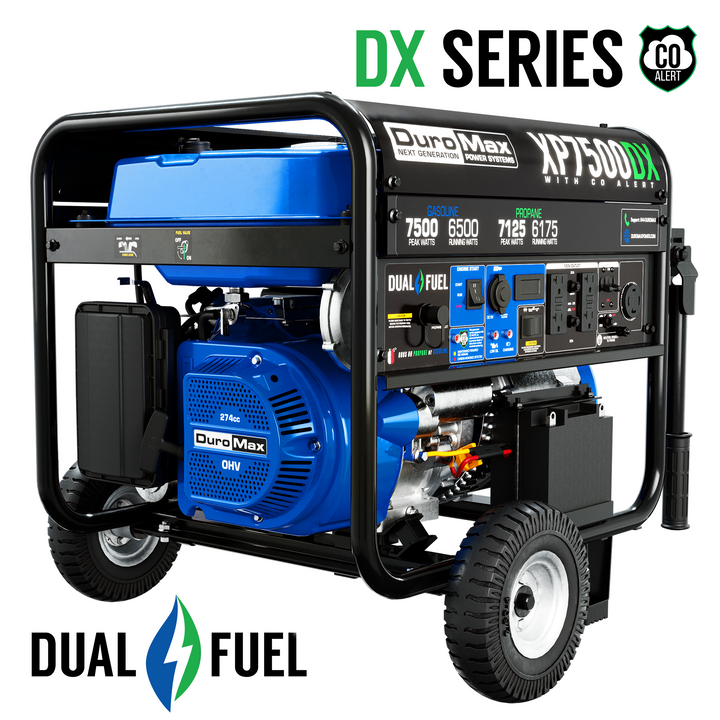 DuroMax 7,500 Watt Dual Fuel Portable Generator w/ CO Alert XP7500DX