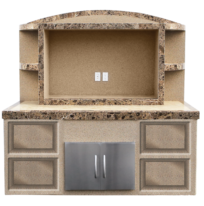 Cal Flame Stucco and Tile Outdoor Entertainment Center Serving Bar
