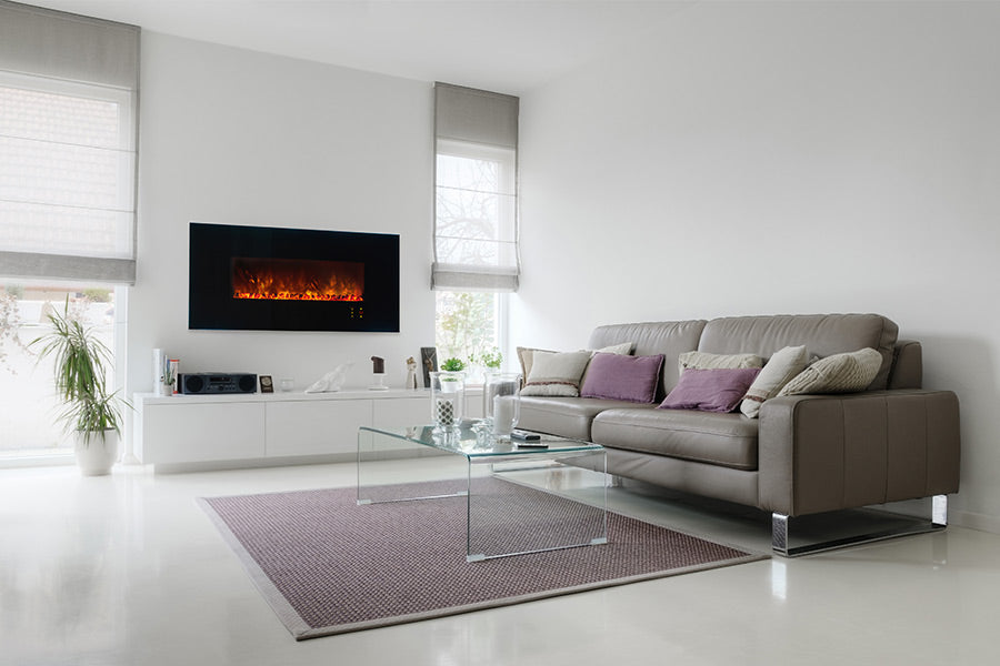 Modern Flames Ambiance Black Glass CLX2 Series Linear Electric Fireplace