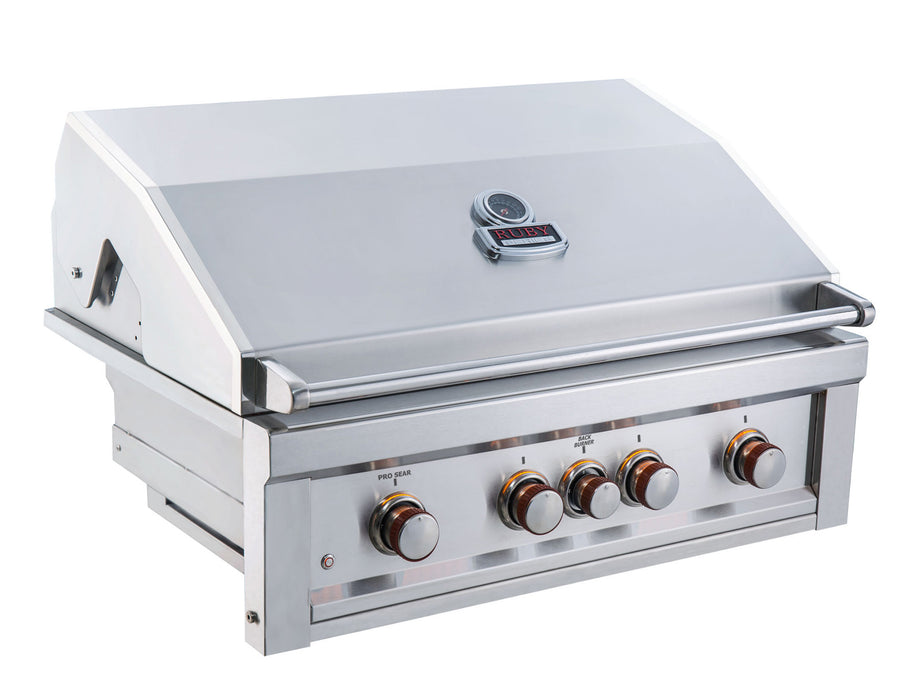 Sunstone Ruby 36-Inch 4-Burner Built-In Propane Gas Grill With Pro-Sear And Rotisserie